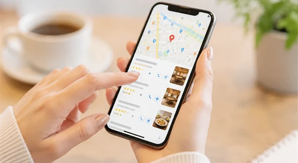 Googleマップを表示したスマートフォン